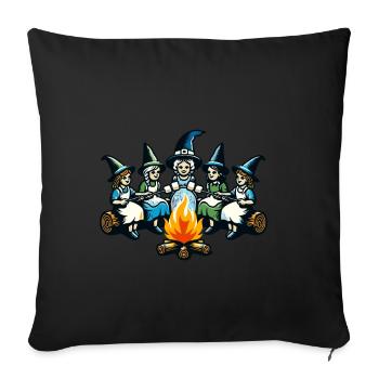Camping feu de camp Vintage sorcières Design - Housse de coussin décorative 45 x 45 cm - noir - Devant