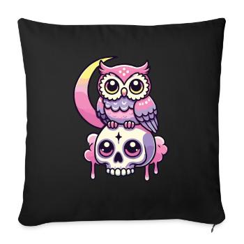 Kawaii Gothic Eule Pastellfarben Gothic Goth - Sofakissenbezug 45 x 45 cm - Schwarz - Vorne