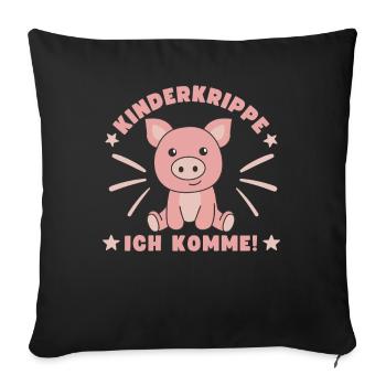 Nursery I'm Coming Nursery Child Pig - Sofa pillowcase 17,3'' x 17,3'' (45 x 45 cm) - black - Front