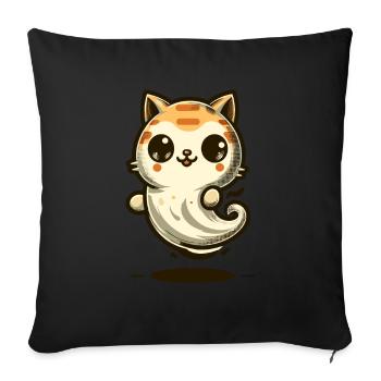 Cute Ghosts Cat Kawaii Ghost Pet - Sofa pillowcase 17,3'' x 17,3'' (45 x 45 cm) - black - Front