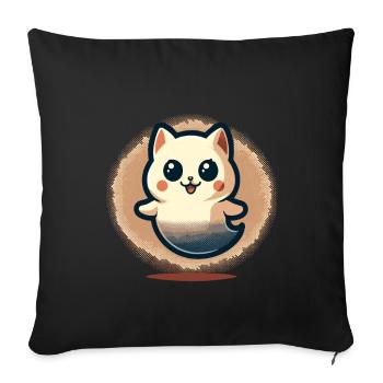 Mignon Fantômes Chat Kawaii Fantôme Animal de compagnie - Housse de coussin décorative 45 x 45 cm - noir - Devant