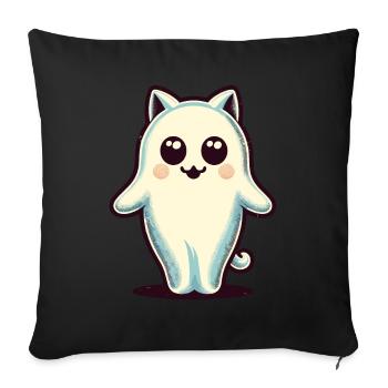 Cute Ghosts Cat Kawaii Ghost Pet - Sofa pillowcase 17,3'' x 17,3'' (45 x 45 cm) - black - Front