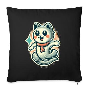 Cute Ghosts Cat Kawaii Ghost Pet - Sofa pillowcase 17,3'' x 17,3'' (45 x 45 cm) - black - Front