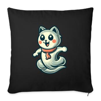 Cute Ghosts Cat Kawaii Ghost Pet - Sofa pillowcase 17,3'' x 17,3'' (45 x 45 cm) - black - Front