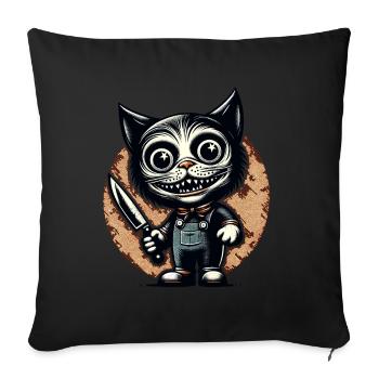 Creepy Cat Psycho Pet Halloween Decoration - Sofa pillowcase 17,3'' x 17,3'' (45 x 45 cm) - black - Front