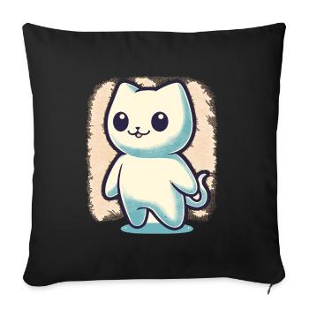 Cute Ghosts Cat Kawaii Ghost Pet - Sofa pillowcase 17,3'' x 17,3'' (45 x 45 cm) - black - Front