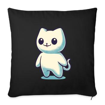 Cute Ghosts Cat Kawaii Ghost Pet - Sofa pillowcase 17,3'' x 17,3'' (45 x 45 cm) - black - Front