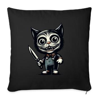 Creepy Cat Psycho Pet Halloween Decoration - Sofa pillowcase 17,3'' x 17,3'' (45 x 45 cm) - black - Front