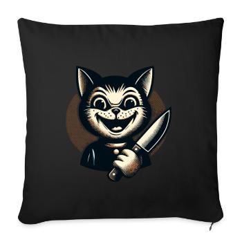 Creepy Cat Psycho Pet Halloween Decoration - Sofa pillowcase 17,3'' x 17,3'' (45 x 45 cm) - black - Front