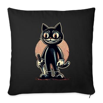 Creepy Cat Psycho Pet Halloween Decoration - Sofa pillowcase 17,3'' x 17,3'' (45 x 45 cm) - black - Front