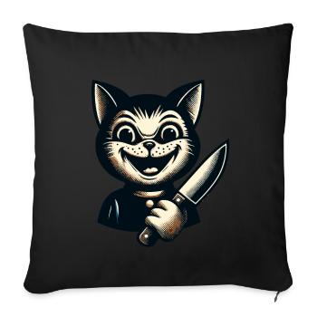 Creepy Cat Psycho Pet Halloween Costume - Sofa pillowcase 17,3'' x 17,3'' (45 x 45 cm) - black - Front
