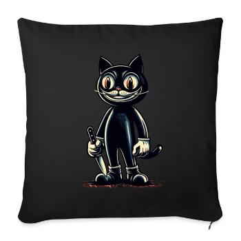 Creepy Cat Psycho Pet Halloween Decoration - Sofa pillowcase 17,3'' x 17,3'' (45 x 45 cm) - black - Front