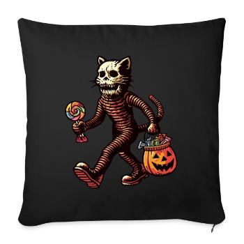 Chat zombie mort-vivant Halloween - Housse de coussin décorative 45 x 45 cm - noir - Devant