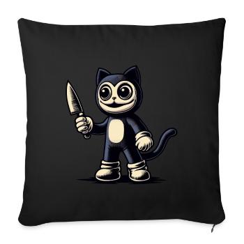 Creepy Cat Psycho Pet Halloween Costume - Sofa pillowcase 17,3'' x 17,3'' (45 x 45 cm) - black - Front