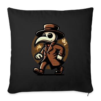 Rétro Vintage Dessin animé Halloween Costume Plague Doctor - Housse de coussin décorative 45 x 45 cm - noir - Devant