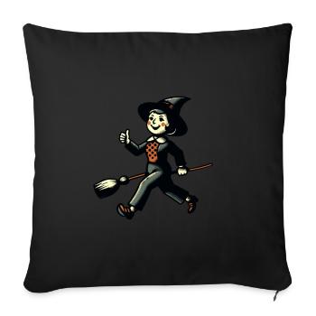 Dessin animé rétro Sorcières Conception de fête effrayante - Housse de coussin décorative 45 x 45 cm - noir - Devant
