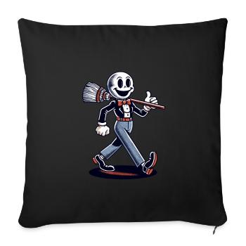 Dessin animé rétro balai de sorcière Magic Vintage Design - Housse de coussin décorative 45 x 45 cm - noir - Devant