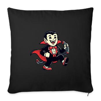 Décoration de costume de vampire d’Halloween de style vintage rétro - Housse de coussin décorative 45 x 45 cm - noir - Devant