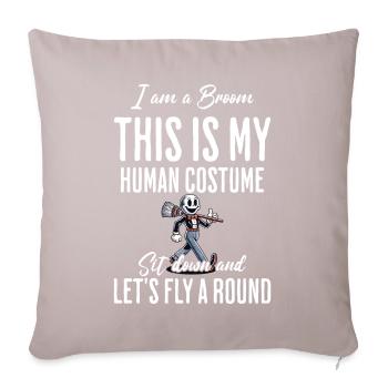 Drôle d’Halloween sorcière mouche avec moi Je suis un balai - Housse de coussin décorative 45 x 45 cm - taupe clair - Devant