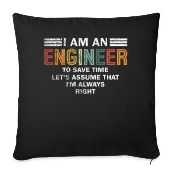 Je suis un ingénieur J’ai toujours raison - Housse de coussin décorative 45 x 45 cm - noir - Devant