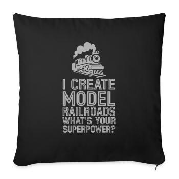 I Create Model Railroads Superpower - Sofa pillowcase 17,3'' x 17,3'' (45 x 45 cm) - black - Front