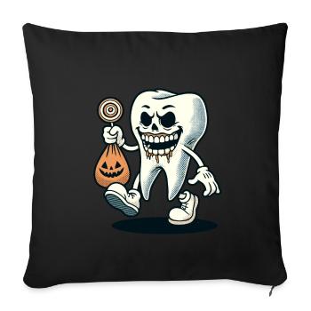 Halloween Dental Hygiene Funny Zombie Tooth - Sofa pillowcase 17,3'' x 17,3'' (45 x 45 cm) - black - Front