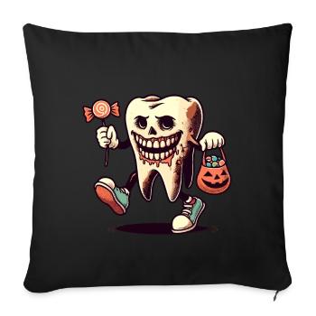 Halloween Dental Hygiene Funny Zombie Tooth - Sofa pillowcase 17,3'' x 17,3'' (45 x 45 cm) - black - Front