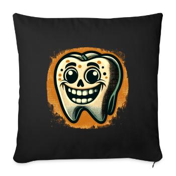 Halloween Zahnhygiene Lustiger Zombie Zahn - Sofakissenbezug 45 x 45 cm - Schwarz - Vorne