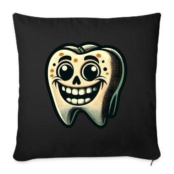 Halloween Zahnhygiene Lustiger Zombie Zahn - Sofakissenbezug 45 x 45 cm - Schwarz - Vorne