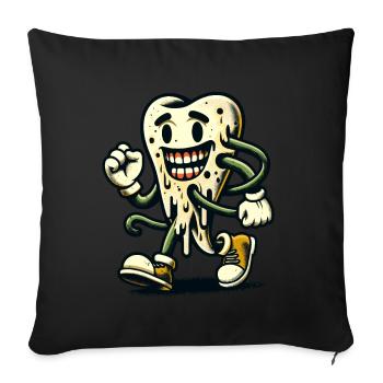Halloween Dental Hygiene Funny Zombie Tooth - Sofa pillowcase 17,3'' x 17,3'' (45 x 45 cm) - black - Front