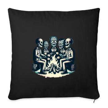 Camping au feu de camp Décoration de costume d’Halloween - Housse de coussin décorative 45 x 45 cm - noir - Devant