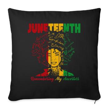 Juneteenth 1865 : Se souvenir de mes ancêtres - Housse de coussin décorative 45 x 45 cm - noir - Devant
