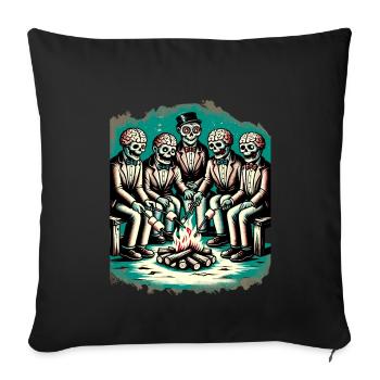 Camping au feu de camp Décoration de costume d’Halloween - Housse de coussin décorative 45 x 45 cm - noir - Devant