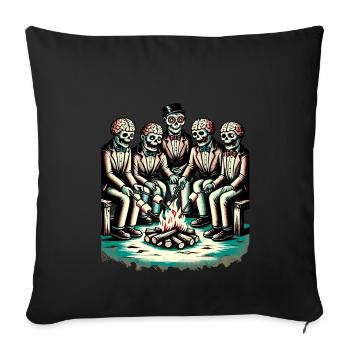 Camping au feu de camp Halloween Zombie Lover - Housse de coussin décorative 45 x 45 cm - noir - Devant