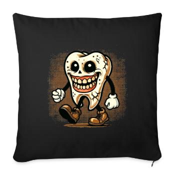 Halloween Dental Hygiene Funny Zombie Tooth - Sofa pillowcase 17,3'' x 17,3'' (45 x 45 cm) - black - Front
