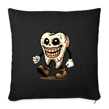 Halloween Dental Hygiene Funny Zombie Tooth - Sofa pillowcase 17,3'' x 17,3'' (45 x 45 cm) - black - Front