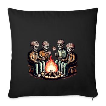 Camping au feu de camp Décoration de costume d’Halloween - Housse de coussin décorative 45 x 45 cm - noir - Devant