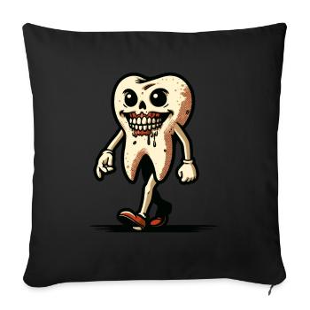 Halloween Hygiène Dentaire Drôle Dent Zombie - Housse de coussin décorative 45 x 45 cm - noir - Devant