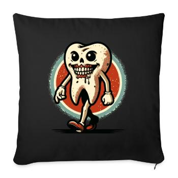 Halloween Dental Hygiene Funny Zombie Tooth - Sofa pillowcase 17,3'' x 17,3'' (45 x 45 cm) - black - Front