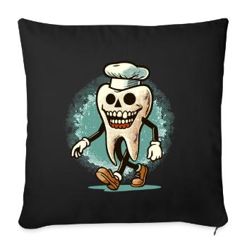 Halloween Dental Hygiene Funny Zombie Tooth - Sofa pillowcase 17,3'' x 17,3'' (45 x 45 cm) - black - Front