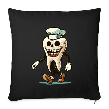 Halloween Hygiène Dentaire Drôle Dent Zombie - Housse de coussin décorative 45 x 45 cm - noir - Devant