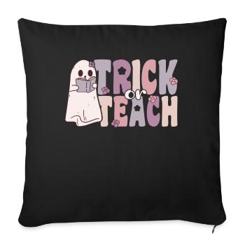 trick or teach groovy ghost with vintage flowers - Sofa pillowcase 17,3'' x 17,3'' (45 x 45 cm) - black - Front