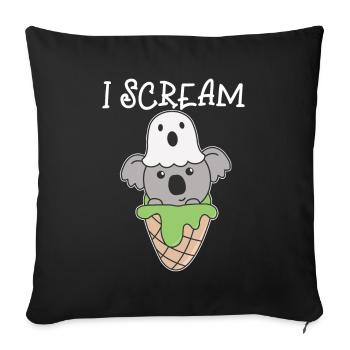 Koala Halloween Geist I Scream Eis Wortspiel - Sofakissenbezug 45 x 45 cm - Schwarz - Vorne