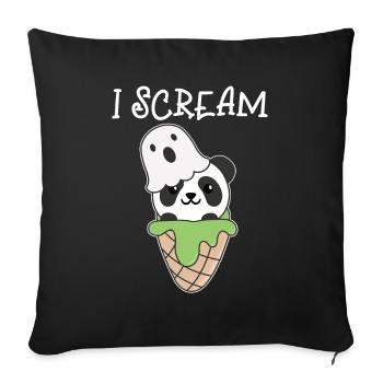 Panda Halloween Geist I Scream Eis Wortspiel - Sofakissenbezug 45 x 45 cm - Schwarz - Vorne