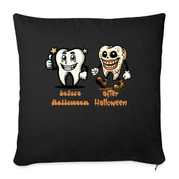 Dents Avant Halloween Drôle Dicton Design - Housse de coussin décorative 45 x 45 cm - noir - Devant