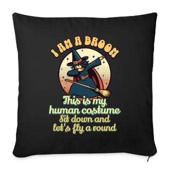 Drôle Halloween Sorcière Scarme Déguisement Effrayant - Housse de coussin décorative 45 x 45 cm - noir - Devant