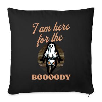 Drôle de fantôme disant costume d’Halloween - Housse de coussin décorative 45 x 45 cm - noir - Devant