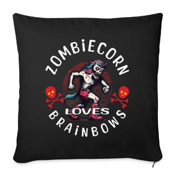 Zombiecorn Loves Brainbows Fête d’Halloween - Housse de coussin décorative 45 x 45 cm - noir - Devant