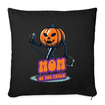 Maman du champ de citrouilles drôle disant Halloween - Housse de coussin décorative 45 x 45 cm - noir - Devant