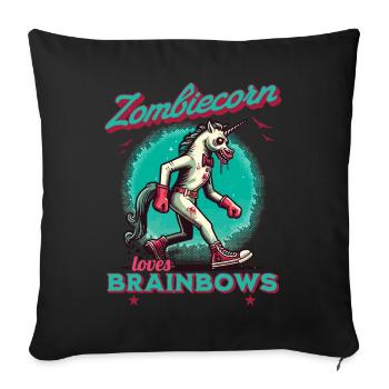 Zombie Licorne Drôle Halloween Dicton - Housse de coussin décorative 45 x 45 cm - noir - Devant